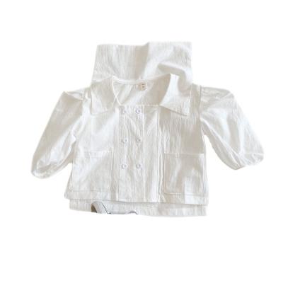 China QUICK DRY Top 100% New Arrival Shirt Blouse Kids Skirts and Blouses Kind Cotton Fabric Baby Girls White Wholesale Children Kids Set Clothes for sale