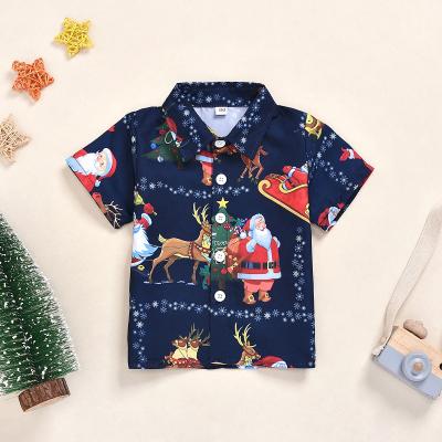 China Wholesale Kids Compressed Clothing Christmas Print Short Sleeve Shirt for sale