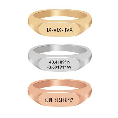 China Durable Customize Ring Personalized Stainless Steel Ring Coordinate Jewelry Engraved Birthday Valentine's Day Gifts For Man And Women for sale