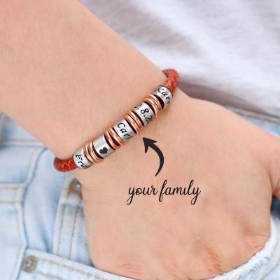 China Engraved Name Gift Durable Genuine Leather Bracelets With Magnetic Clasp Personalized Custom Jewelry For Man And Women for sale