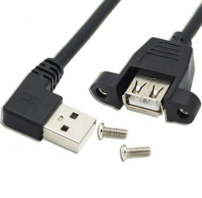 China MP3 / MP4 Player USB A Female Panel Mount With Screws To Male 90 Degree USB Left Bend CABLE for sale