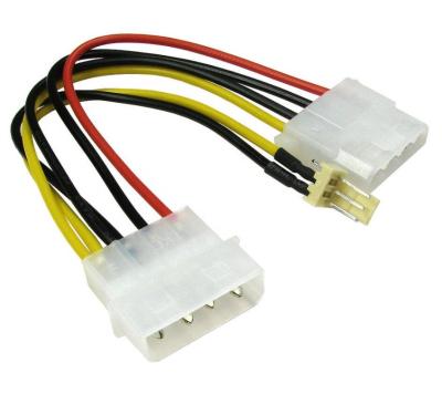 China Computer 4 Pin Molex Extension Cable Male to Female with 3 Pin Fan Power 20cm for sale