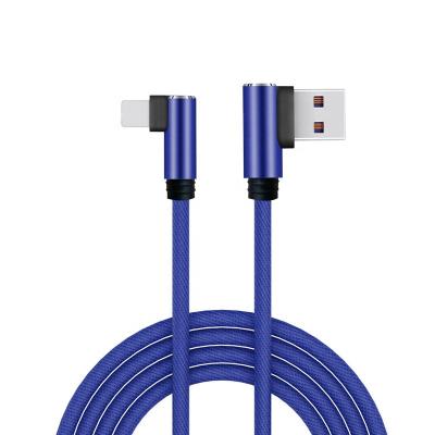 China Strong COMPUTER Nylon Braided 90 Degree Alloy Cable 2.4a Gaming Right Angle USB Aluminum Fast Charging Cable For iPhone for sale