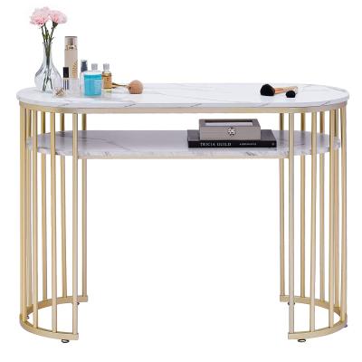 China Economic Light Modern Nordic Luxury Marble Table Metal Nail Salon Table for sale