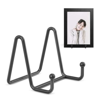 China 3/4.5/6 Inch Black Metal Display Stands For Plate Rack Display Stands For Decorative Picture Plate Book Photo Easel Pl21081302 for sale