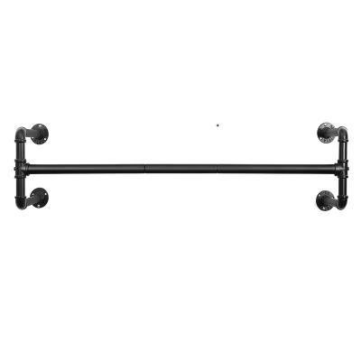 China Heavy Duty Detachable Wall Mounted Black Iron Garment Bar Metal Rack Clothes Show Wall Mount Rack Hanger For Retail Rack062602 for sale