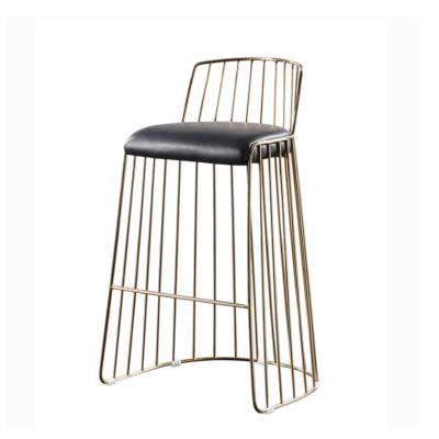 China Wholesale Modern Gold French Large Modern Nordic Brass Metal Wrought Iron High Maintenance Table Bar Stool With Back Hot Sale Products for sale