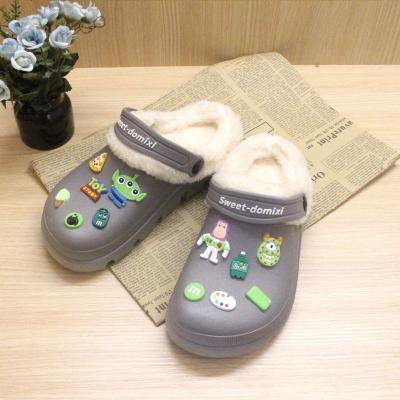 China New Style Men's Summer Slippers Women's New Style PVC Man Slippers Lovely Cartoon DIY Cotton Slippers Damping For Women for sale