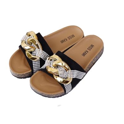 China Vintage Style Design Women's Cork Sandals Cork Slippers Flat Heel Summer Beach Ladies Deodorization Latest Cork Slippers For Women for sale