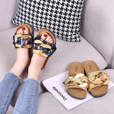 China Deodorization 2021 slippers women's bow sandals non slip cork flat slippers clog cork slippers for women for sale