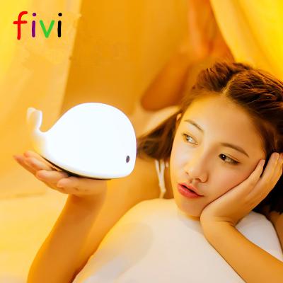 China Modern Rechargeable Baby LED Night Light With 6 Colors Soft Touch Sensor Dolphin Silicone Safety LED Cute Nursery Lamp for sale