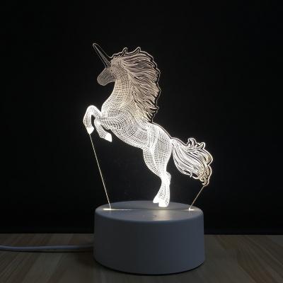 China Decoration Unicorn Night Lights 3D Optical Illusion LED Lamp Children Illusion Bedside Lamp for sale