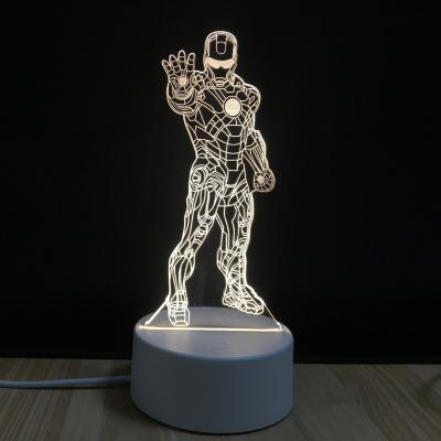 China Visual Decoration 3D LED Night Light Desk Table Lamp Illusion Novelty Lamp Iron Man Visual for sale