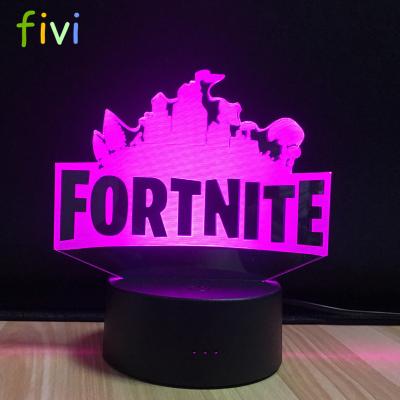 China Visual Decoration 3D Lamp Optical Illusion LED Night Light Stunning Game Logo Button Switch Lamp 3 Colors for sale