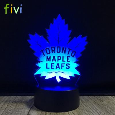 China 3D Decoration Toronto Maple Leaf Night Light 7 Acrylic Colors Change USB Lamp Touch Sensor Night Light for sale