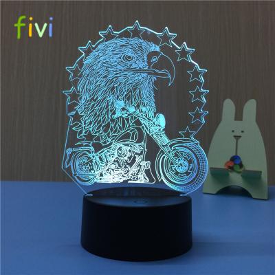 China Decoration 3D Eagle Table Lamp Optical Illusion Bulbing Night Light 7 Colors Changing Night Light for sale