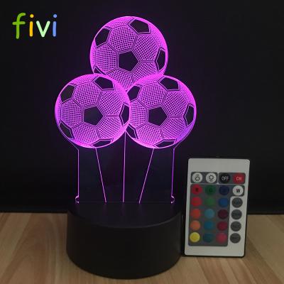 China Decoration 3D LED Lamp Remote Control Football Shaped 3D Night Light Soccer Sports Fans Gift 7 Color Changing Lighting Lamp for sale