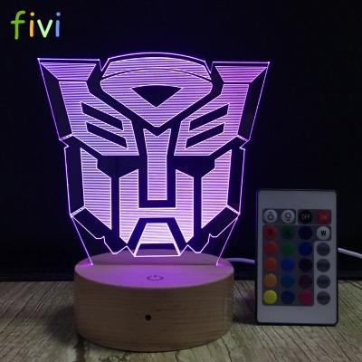 China Decoration Autobots Led Night Light Cartoon Touch Sensor 7 Color Lamp Anime Kid Transformers Autobot Changing Desk Lamp for sale