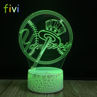 China Smart Decoration 3D Optical Illusion Lamp 7 Colors Sport Logo LED Night Light Slit Base Lamp for sale