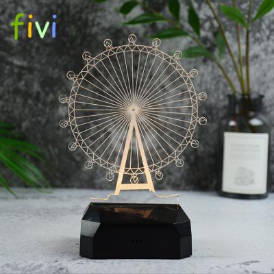 China Decoration 7 Colors Changing LED Illusion Atmosphere Sleep Light Kids Night Lamp Rechargeable Ferris Wheel 3D Table Lamp for sale