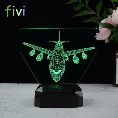 China Decoration Mini Plane Fly Earth 3D Lamp 7 Colors Change Sensor Touch 3d Night Light Aircraft Luminaria Kids Room Rechargeable Light for sale