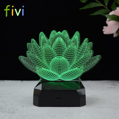 China Lotus Flower 3D 7 Colors USB LED Night Light USB LED Night Light Switch Lantern Touch Laser Para Christmas Gift Decoration for sale