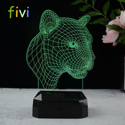 China USB Optical Color Changing Leopard 3D Vision Desk Lamp Panther LED Night Light Bedroom Night Table Light Rechargeable Lamp for sale