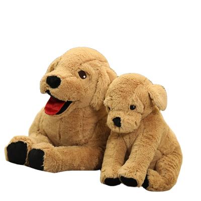 China Eco-friendly Cute Dog Plush Toy Life Like Labrador Puppy Real Life Pet Stuffed Yellow Dog Soft Doll Stuffed Pillow Lying Toys for sale