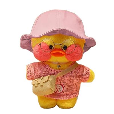 China Yellow Duck Plush Lalalafan Duck Hydrafacial Coffee-Mimi Soft Plush Amazon Hot Selling Yellow Duck Plush Toy For Girls for sale