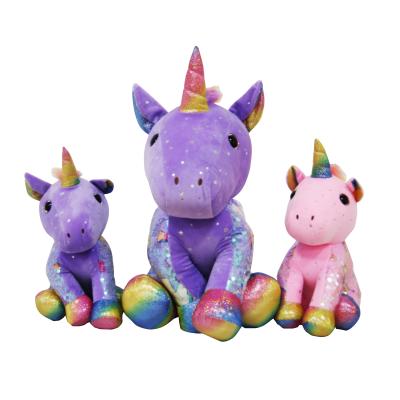 China Adorable Plush Toy Factory Wholesale 3D Three Color Unicon Colorful Toys With Suffing Plush for sale