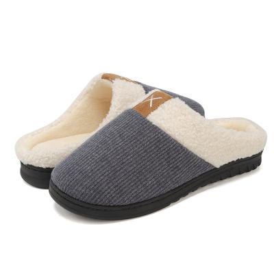 China Winter Men Indoor Casual Slippers Fur Slippers Men Boys Cotton Non Slip Home Shoes Recyclable Warm Solid Color Custom Made for sale