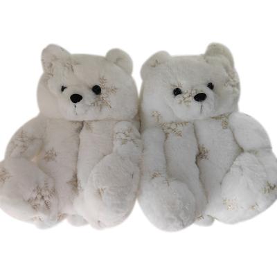 China Latest Popular Thermal Fuzzy Teddy Bear Slippers Christmas Teddy Bear Slippers for Ladies for sale