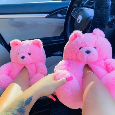 China Lightweight Women Home Warm Plush Teddy Bear Cartoon Shoes Faux Fur Winter Cute Anti-skid Soft Indoor Slippers for sale