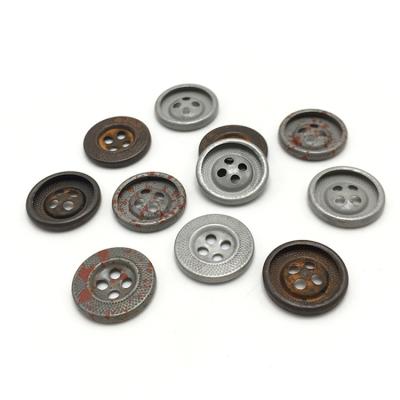 China LEAD FREE Retro Vintage Color Tumbled Brass Four Holes Sewing Buttons For Jeans / T-shirt / Blouse for sale