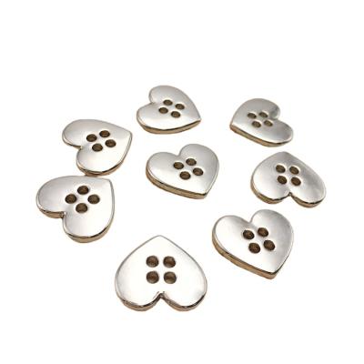 China Nickel Free Custom Alloy Heart Shape 4 Holes Sewing Buttons Nickel Free Shirt Buttons for sale