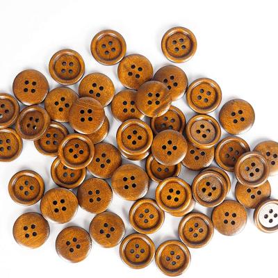 China Sustainable Colored Wood Button Customize Size Laser Logo Wood Four Holes Buttons For Craft Clothes for sale