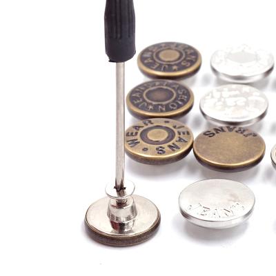 China Workable detachable screw on pants button pins sew no to remove metal adjustable buttons jeans snap button for sale