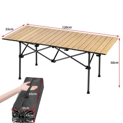 China APT007-1 Modern Portable Rectangular Aluminum Grain Outdoor Camping Foldable Wood Picnic Table for sale