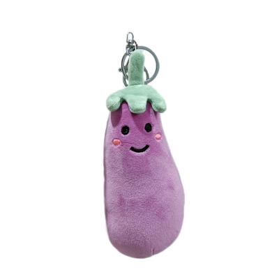 China Plush Lovely Stuffed Purple Eggplant Keyring Plush Toys Ornaments Pendant School Bag Keychain for sale