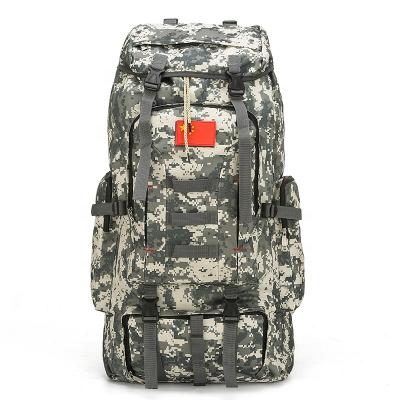 China 100L Large Capacity Camouflage Waterproof Strong Warm Waterproof Backpack With Rain Cover Outdoor Camping Travel Rucksack for sale