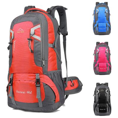 China Factory Wholesale Waterproof Durable Traveling Bags Shoe Compartment Outdoor Camping Backpacks 60L for sale