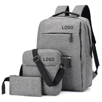 China Daily Hot Sale OEM Waterproof 3 Pieces Multi Purpose USB Port School Laptop Backpack Custom Filling With Logo for sale