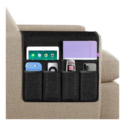 China Folding Armchair Sofa Armrest Organizer Remote Holder for Couch Chair Arm with 6 Pockets for sale