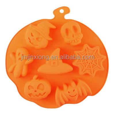 China Viable Halloween Chocolate Cookie Cake Candy Tool Pumpkin Master Bat Shaped Cake Mold Non-Stick Silicone Baked Mold for sale