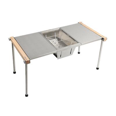 China Outdoor Folding Detachable Camping Stainless Steel Combination BBQ Table Table BBQ Beech Tree Detachable Table for sale