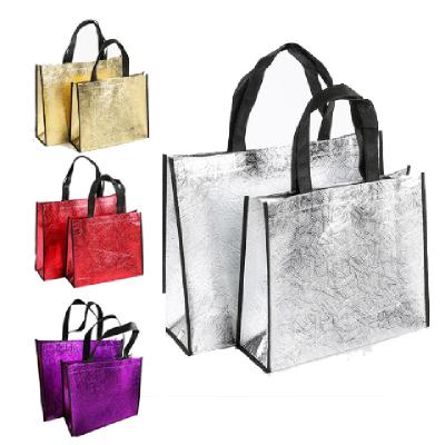 China Laser Clothing Gift Bag Bag Multicolor Nonwoven Advertising Recyclable Lamination Shopping Handbag Can Be Printed Logo for sale