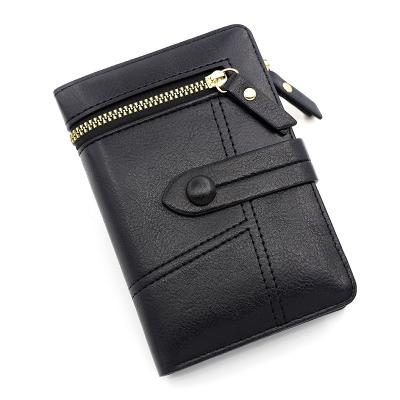 China New waterproof ladies pinch PU leather short style Multi-card purse ID position zipper triple pursecard bag for sale