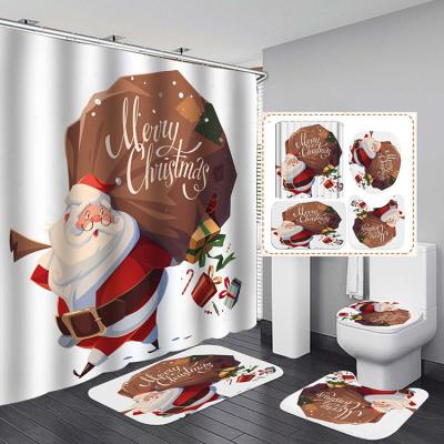 China Sustainable Animal Swan 4 Piece Bathroom Decor Custom 3D Items Christmas Commercial Size Shower Curtain for sale