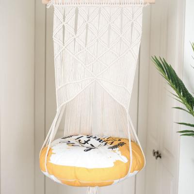 China Handmade Custom Macrame Cat Bed Tapestry Pet Swing Breathable Wall Hanging Hanging Cat Basket Hammock Bed for sale