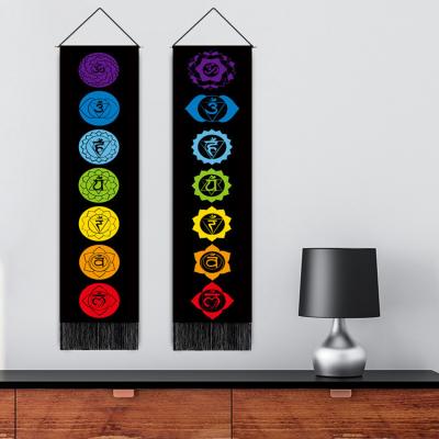 China Bohemian Seven Chakras Series Background Scroll Painting Decorative Bohemian Tassel Tapestry Living Room Painting for sale